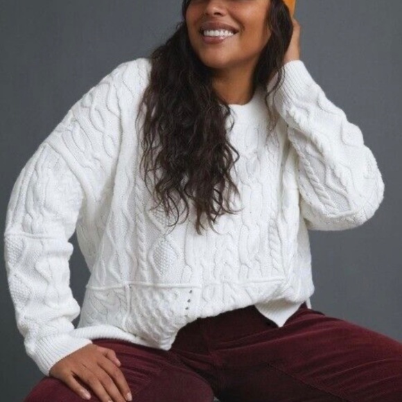 Anthropologie white knit sweater - Picture 1 of 3